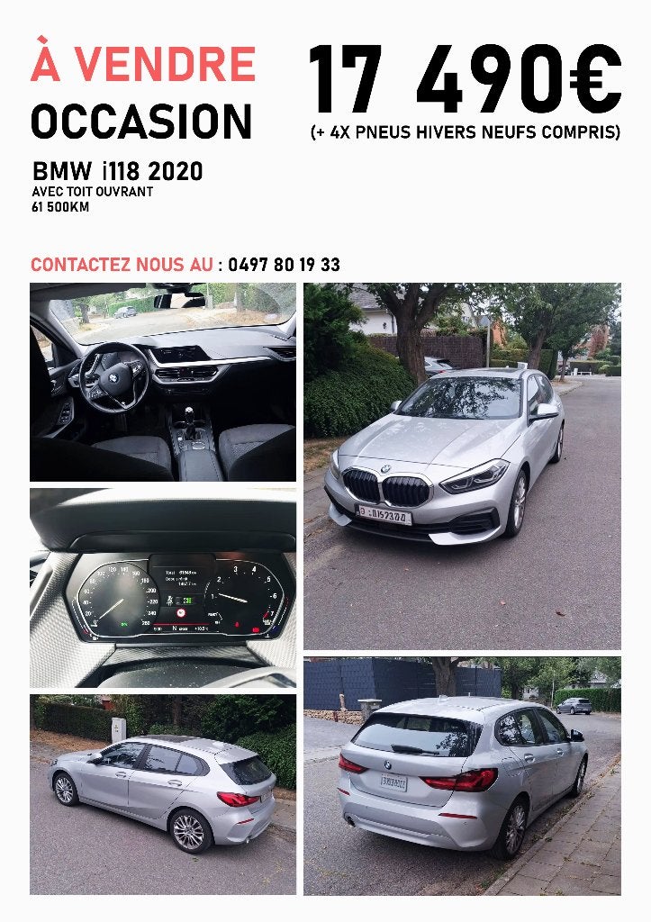 BMW 118i - 17.490,00 €, Autos, Argent ou Gris, Achat, Euro 6, Boîte manuelle