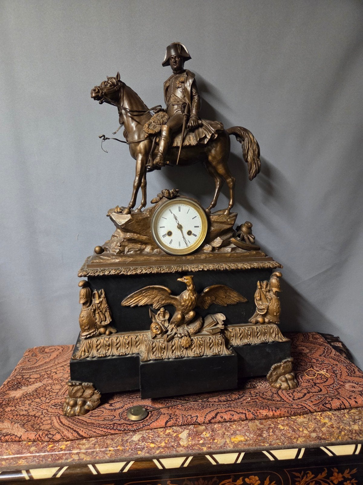 très belle grande horloge Napoléon à cheval, Antiquités & Art, Enlèvement