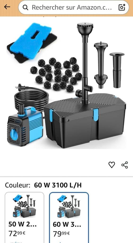 Pompe filtre et fontaine, Enlèvement ou Envoi