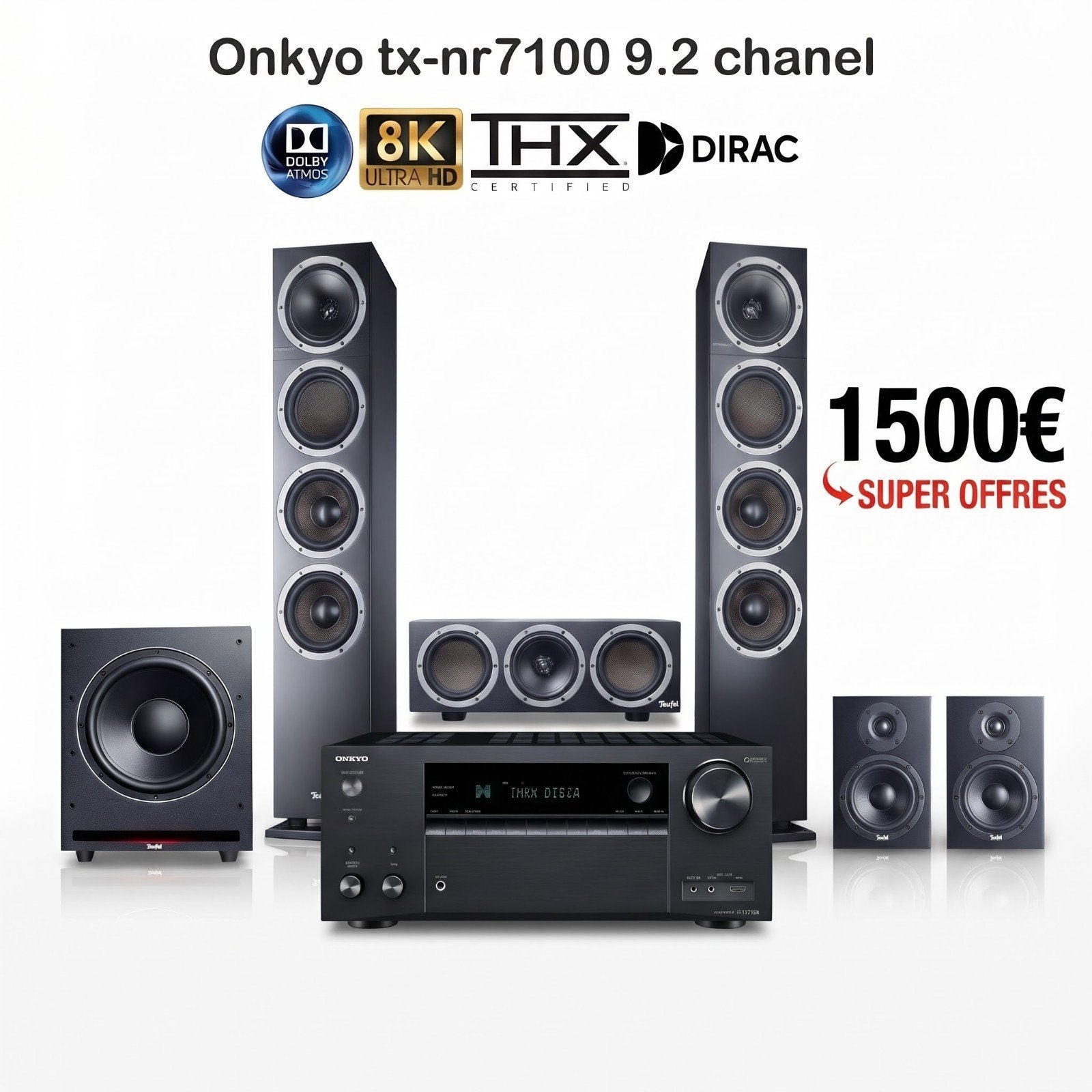 2024 enceinte teufel theater 500 5.1 + ampli onkyo tx-nr7100, TV, Hi-fi & Vidéo, Enlèvement, Haut-parleurs