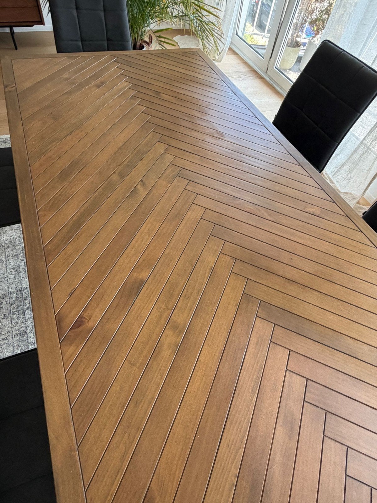 Eetkamerset: massief houten tafel + 6 stoelen, Huis en Inrichting, Ophalen, Rechthoekig, Metaal