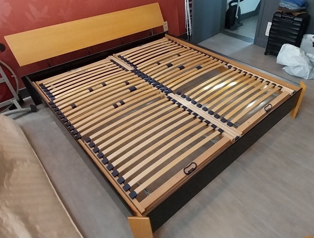 tweepersoonsbed, Maison & Meubles, Chambre à coucher | Lits, Utilisé, Deux personnes, 180 cm, 210 cm, Bois, Autres couleurs, Enlèvement