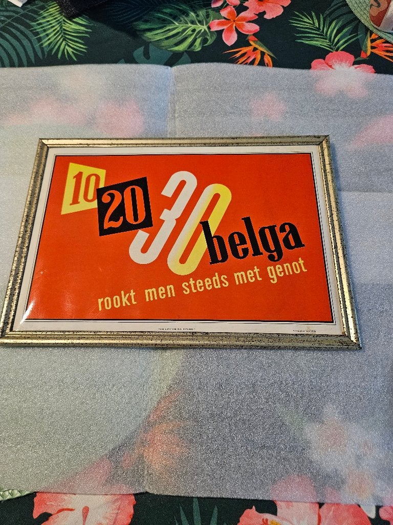 Vintagereclamebord Belga Sigaretten, jaren 50, Verzamelen, Ophalen of Verzenden, Zo goed als nieuw, Reclamebord