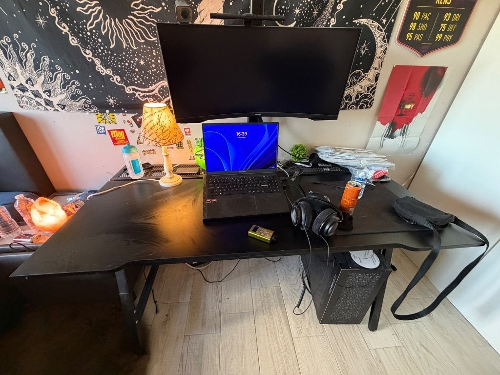 Buro, Ophalen, Zwart, 160 cm, Gebruikt
