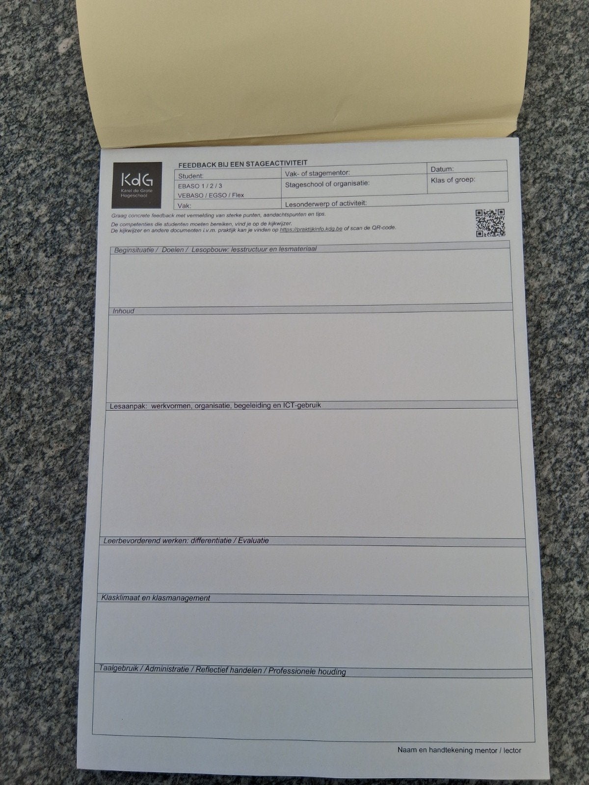 KDG stageformulieren, Ophalen, Nieuw