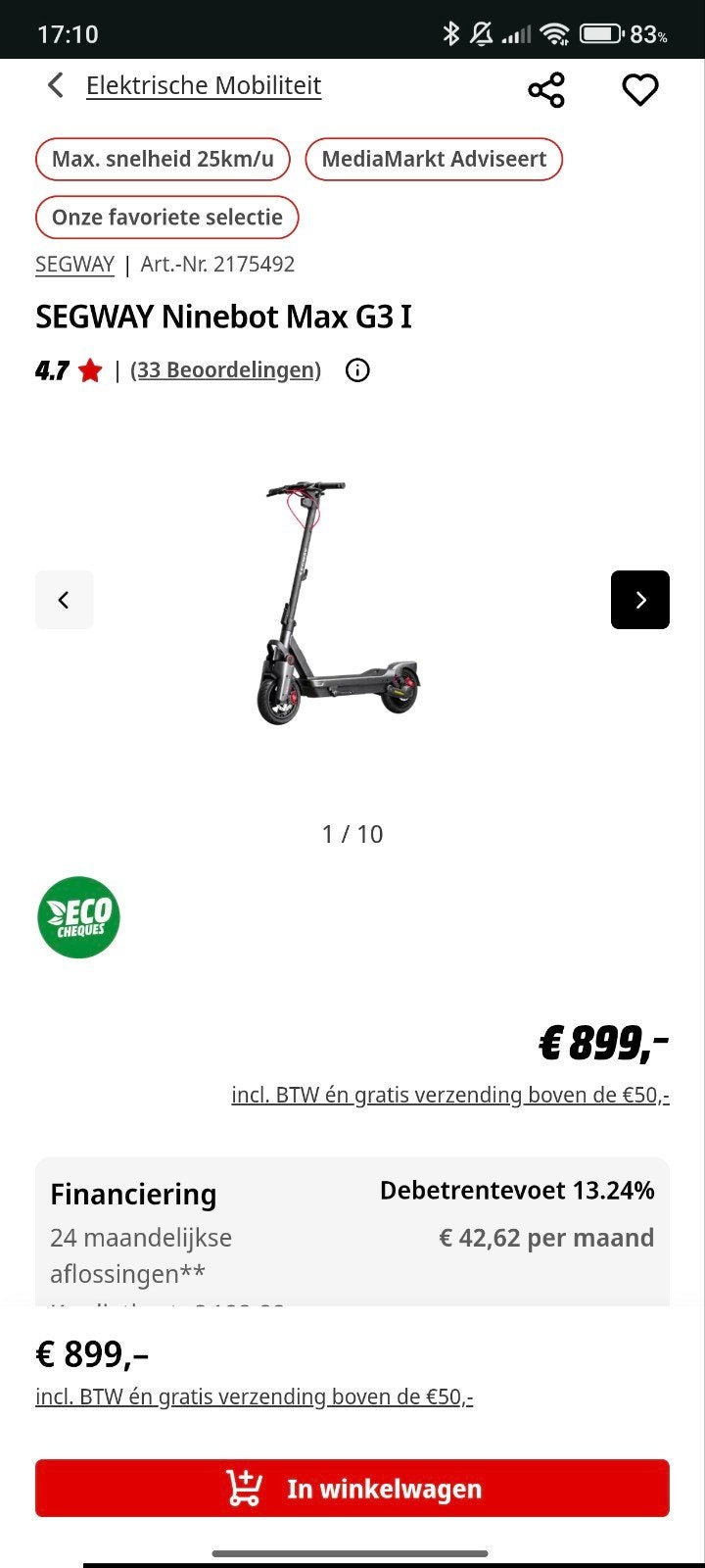 Trotinette électrique Ninebot Segway G3 MAX, Ophalen, Zo goed als nieuw