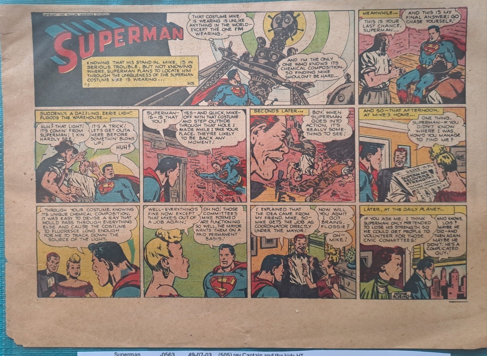 Superman Sunday Cimic Page 03/07/1949, Ophalen of Verzenden