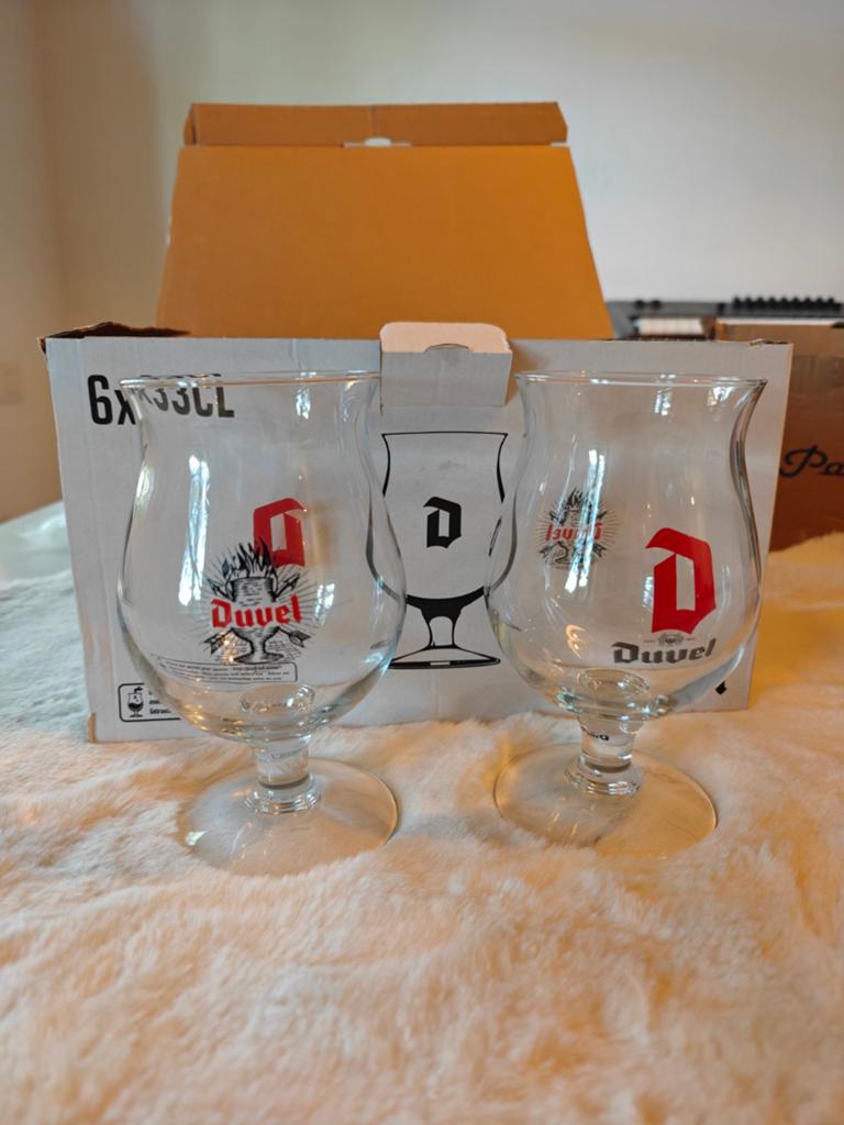 Set 6 Duvel glazen, Verzamelen, Glas en Drinkglazen, Ophalen