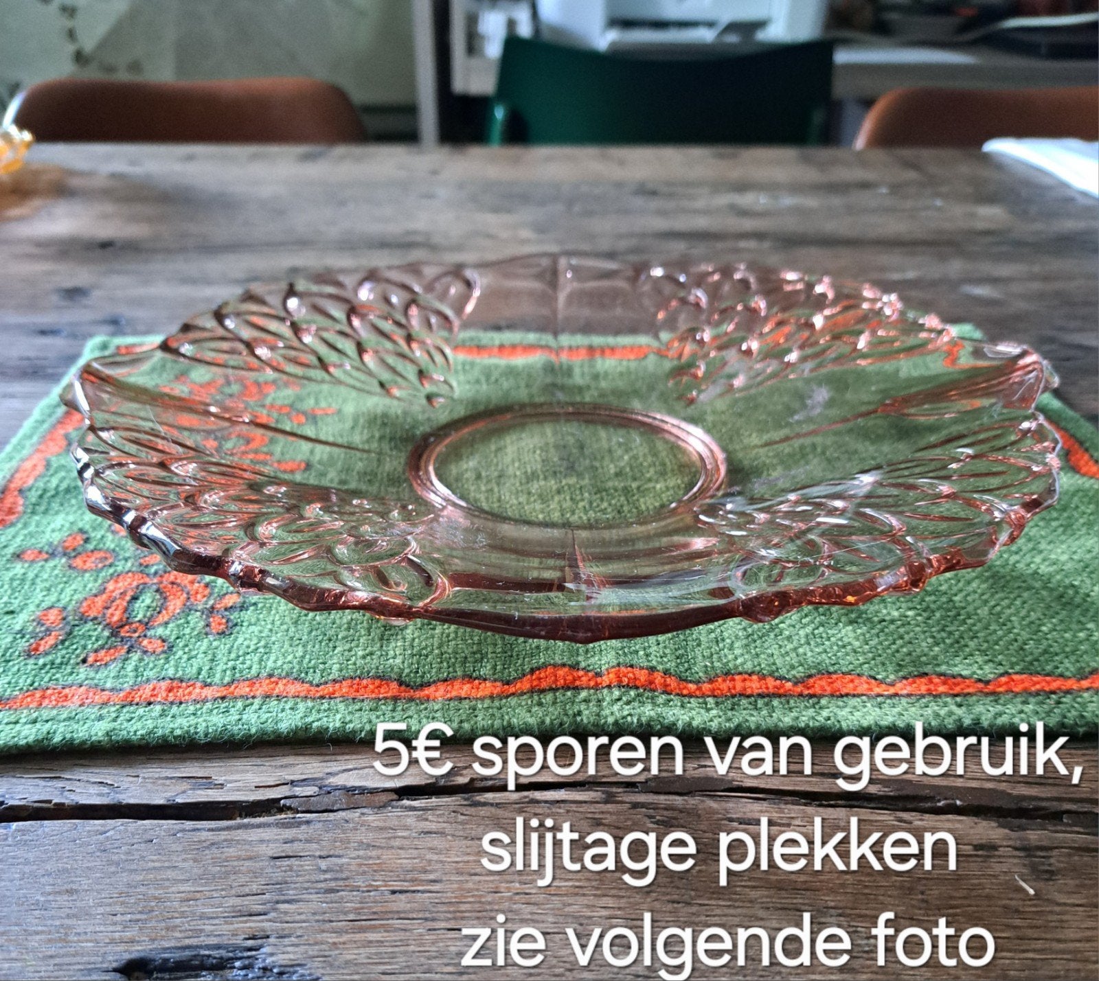 Vintage glazen schaal, Ophalen