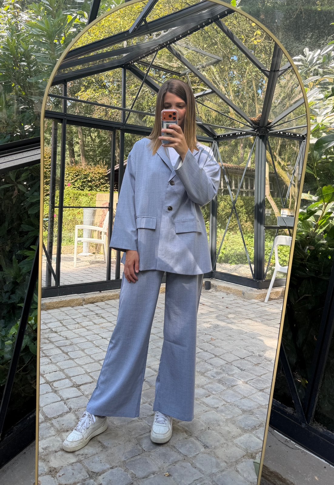 Lichtblauw damespak – blazer + broek, Kleding | Dames, Jasjes, Kostuums en Pakken, Kostuum of Pak, Blauw, Nieuw, Ophalen of Verzenden