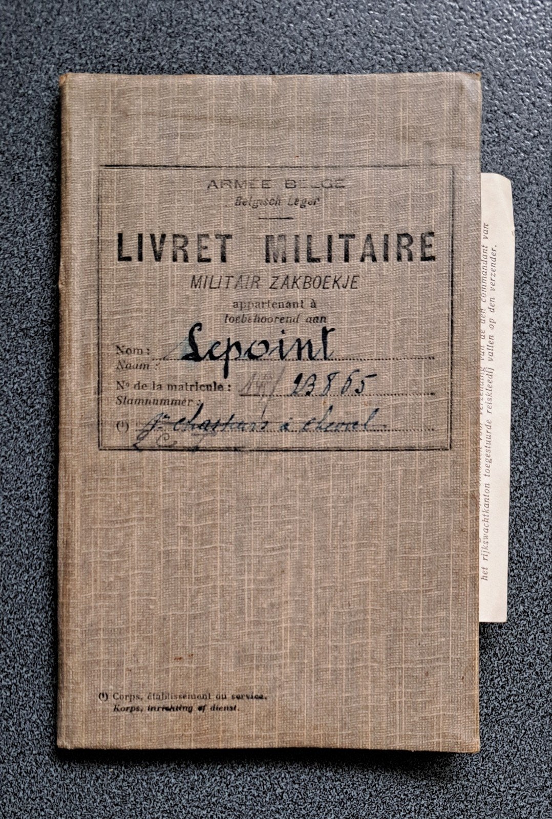 ABBL Militair pasboek 1st Regiment Chasseurs à Cheval, Ophalen of Verzenden