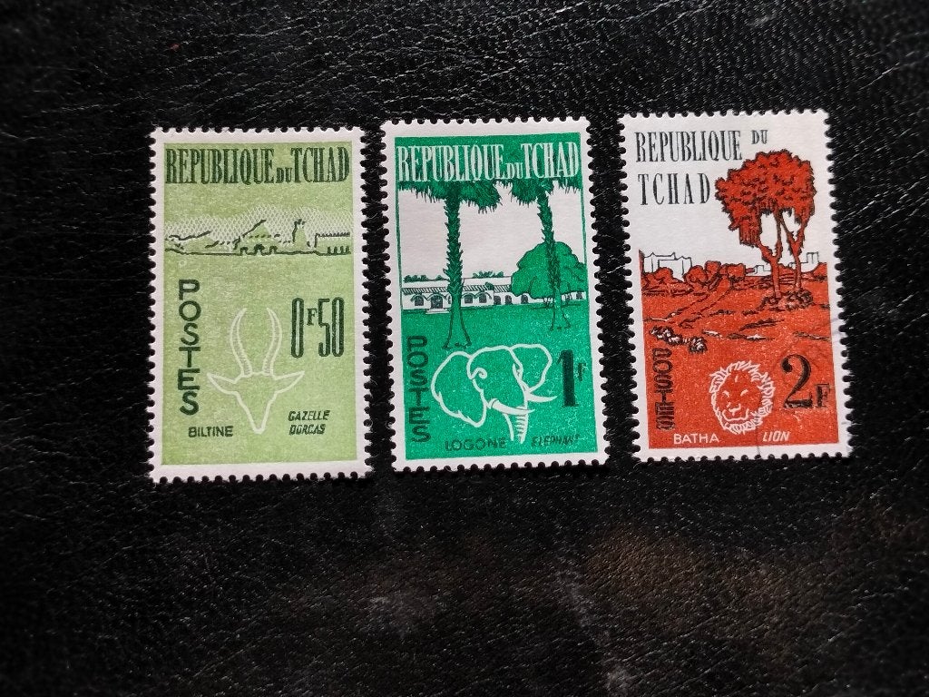 Tsjaad 1961  wilde dieren, olifant, leeuw, gazelle, dorpen**, Verzenden, Overige landen, Postfris
