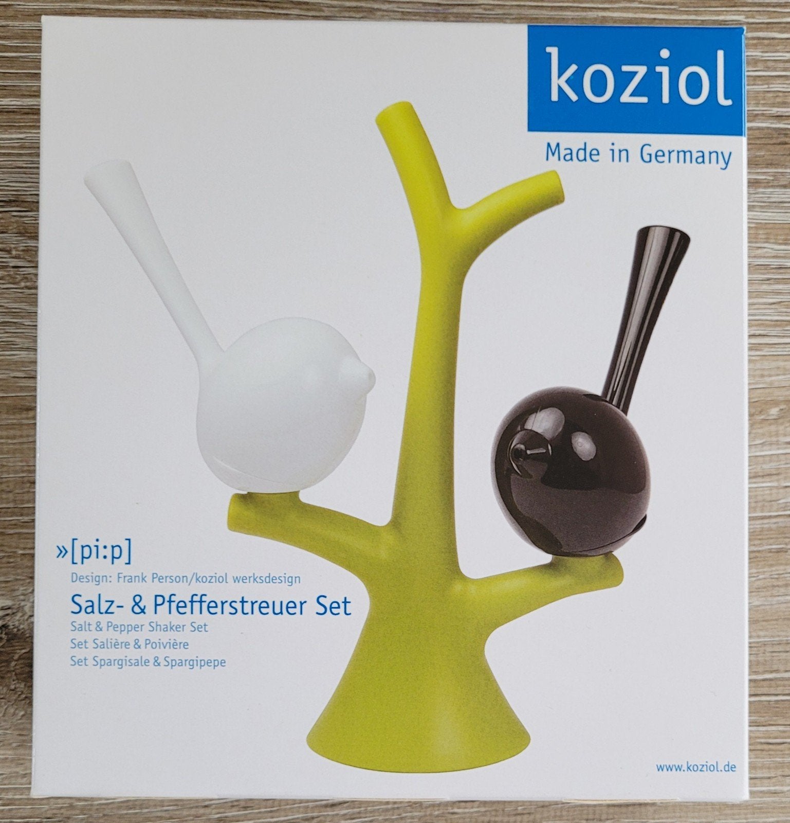 Koziol - zout-en peperstel - vogeltjes, Huis en Inrichting, Keuken | Servies, Overige materialen, Overige typen, Nieuw, Ophalen of Verzenden
