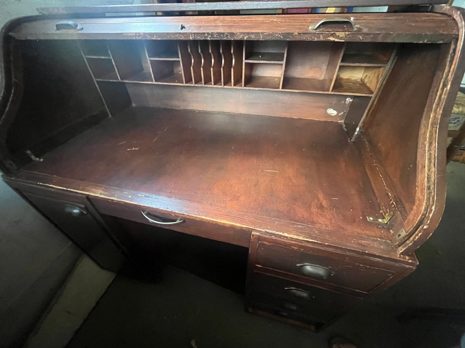 Antieke rolbureau, Ophalen, Gebruikt, Hout, Klassiek