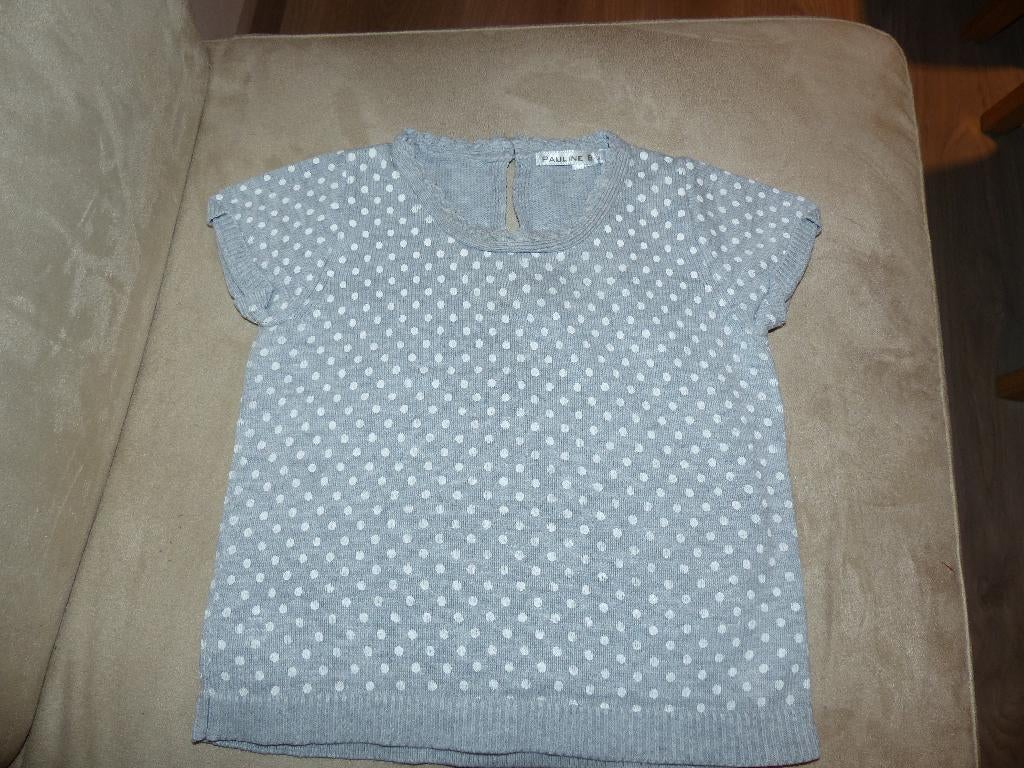 Pauline B grijs shirtje korte mouwen - maat 68, Kinderen en Baby's, Babykleding | Maat 68, Zo goed als nieuw, Meisje, Shirtje of Longsleeve