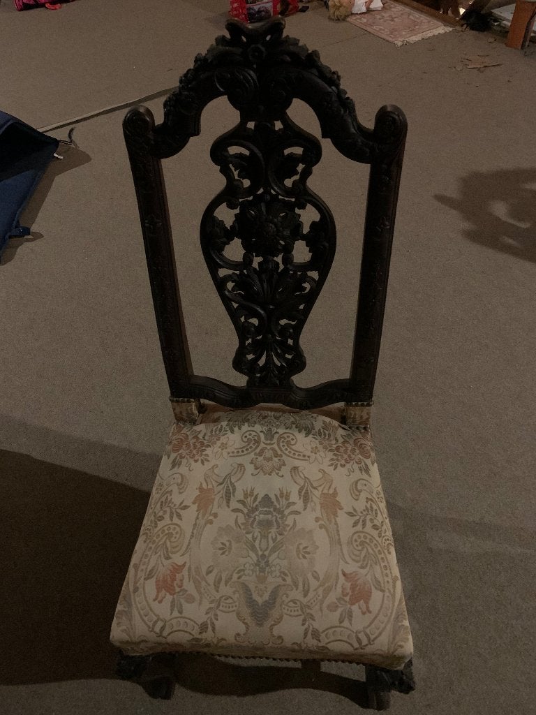 2 rijk gesculpteerde klassieke stoelen – armstoel + stoel, Antiek en Kunst, Ophalen