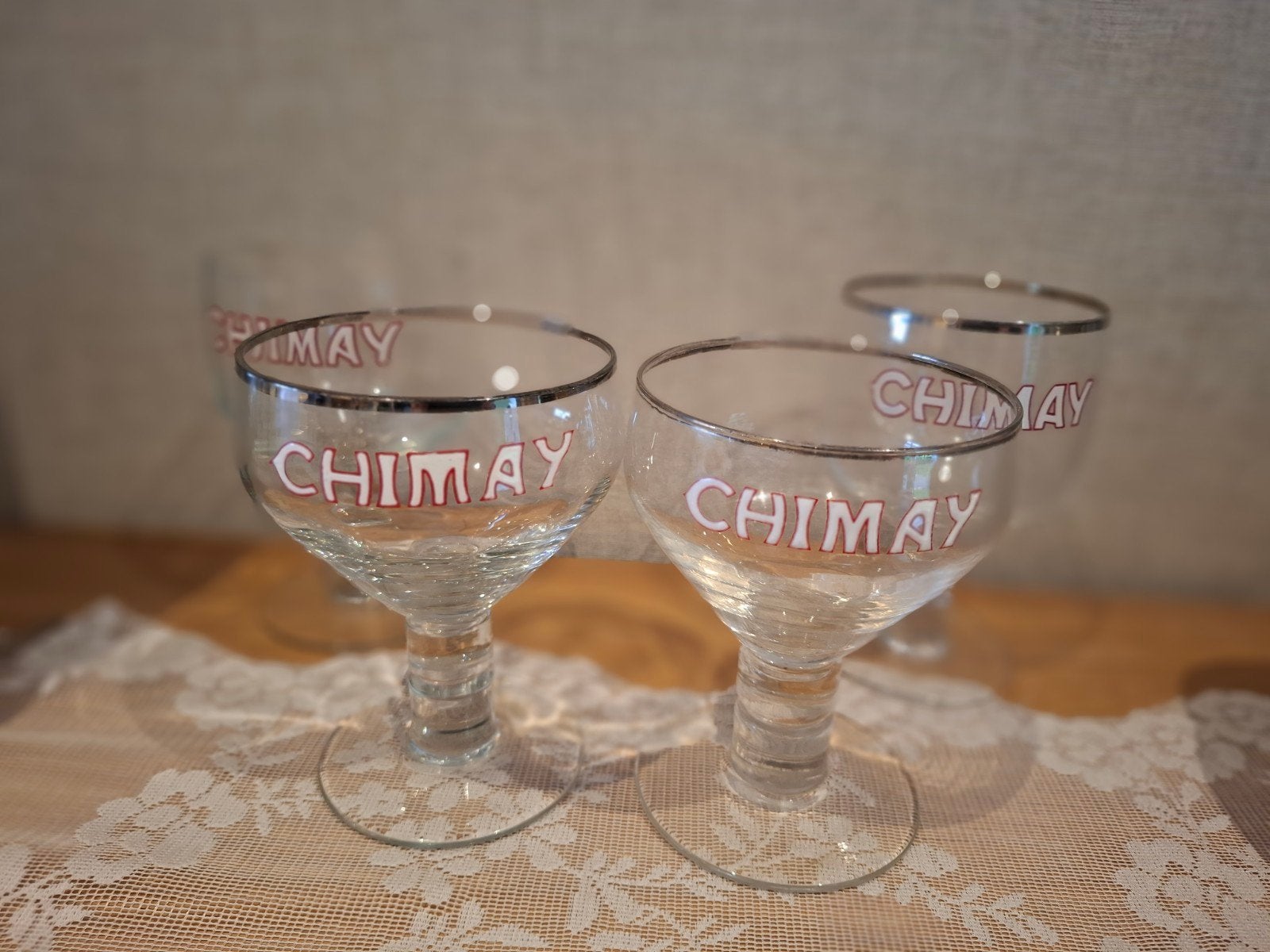 4 verres trappiste Chimay dont 2 émaillées, Collections, Enlèvement ou Envoi