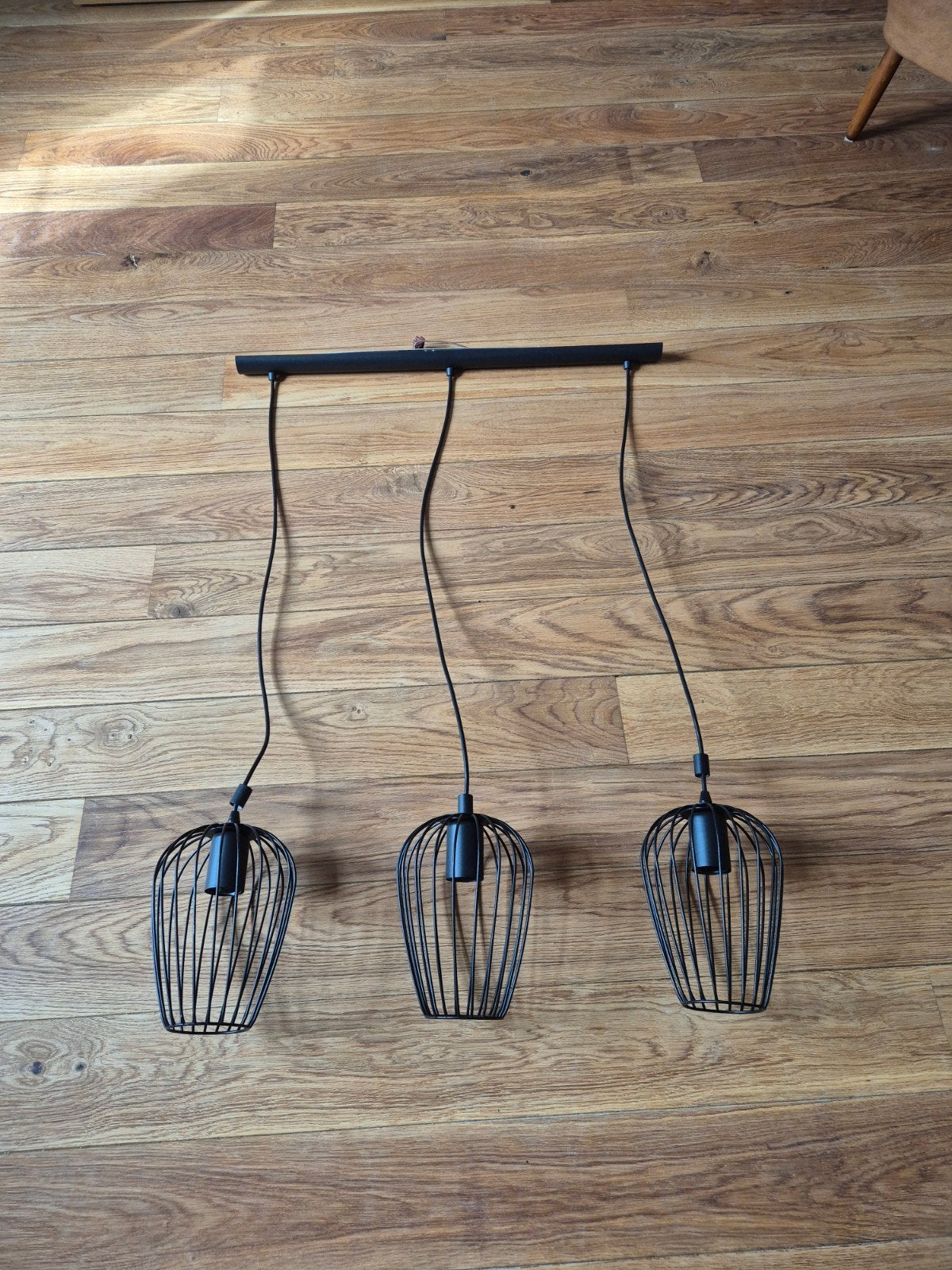 Luminaire suspension noir métallique, Maison & Meubles, Enlèvement, Utilisé, Métal, E27 (grand)