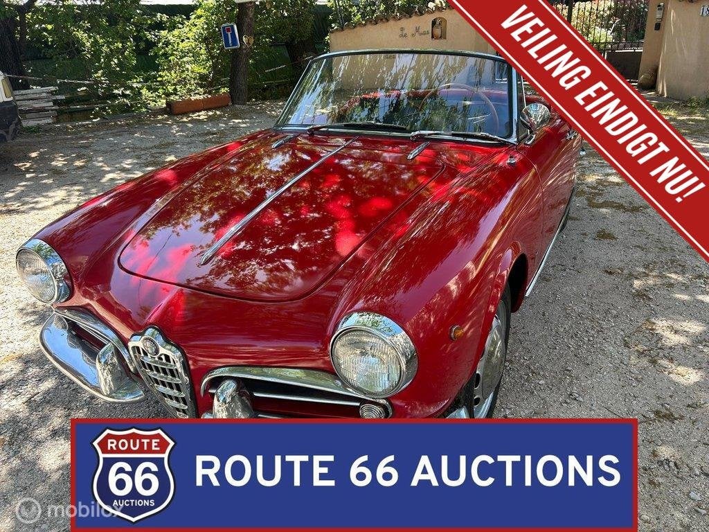 Alfa Romeo Giulietta Spider | 1959 | Route 66 Auctions, Auto's, Zwart, Bedrijf, Handgeschakeld, Overige carrosserie