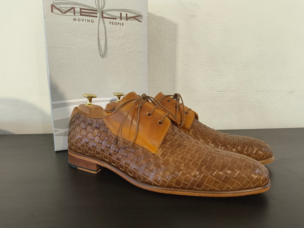Melik bruin gevlochten schoenen voor heren - Maat 43, Vêtements | Hommes, Chaussures, Chaussures à lacets, Comme neuf, Envoi, Melik