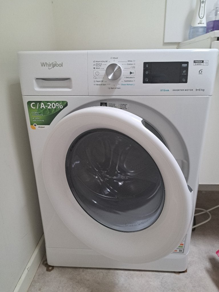 Was en droogmachine combo Whirlpool, Elektronische apparatuur, 6 tot 8 kg, Ophalen, Zo goed als nieuw