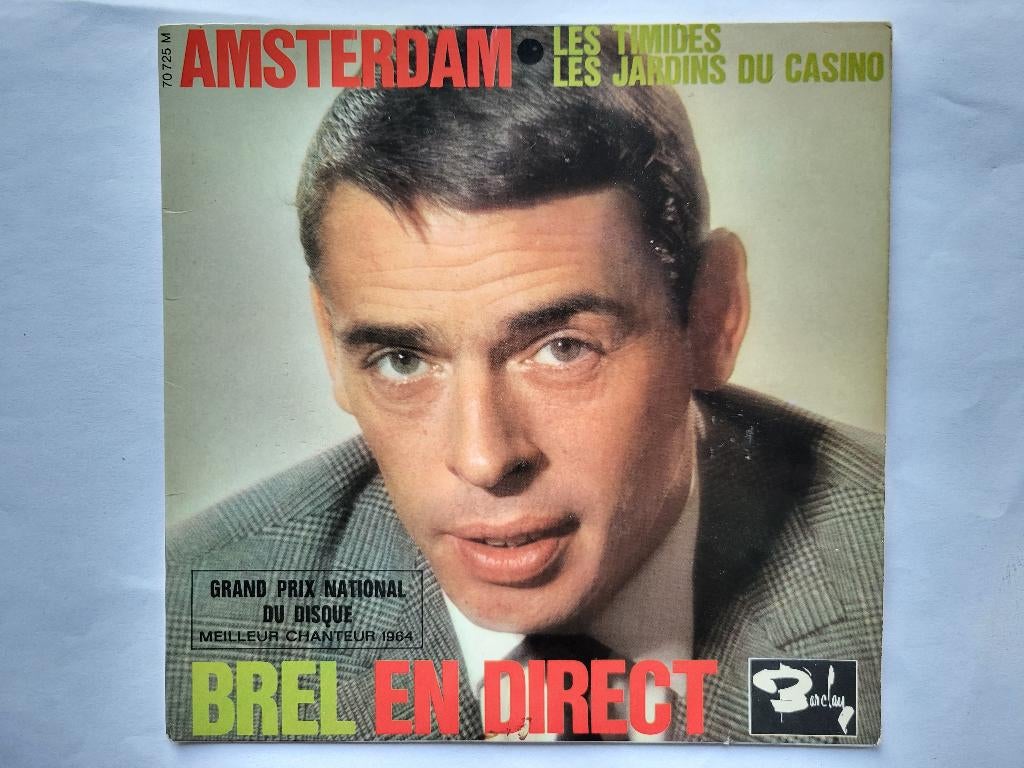 Jacques Brel Amsterdam De timides Les jardins du casino 45T, Ophalen of Verzenden, Gebruikt, Overige formaten