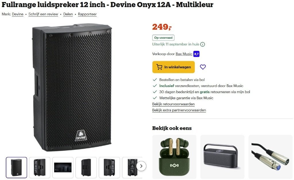 Devine Onyx 12a P.A. speaker, Enlèvement, Comme neuf, 500 à 1000 watts, Sono