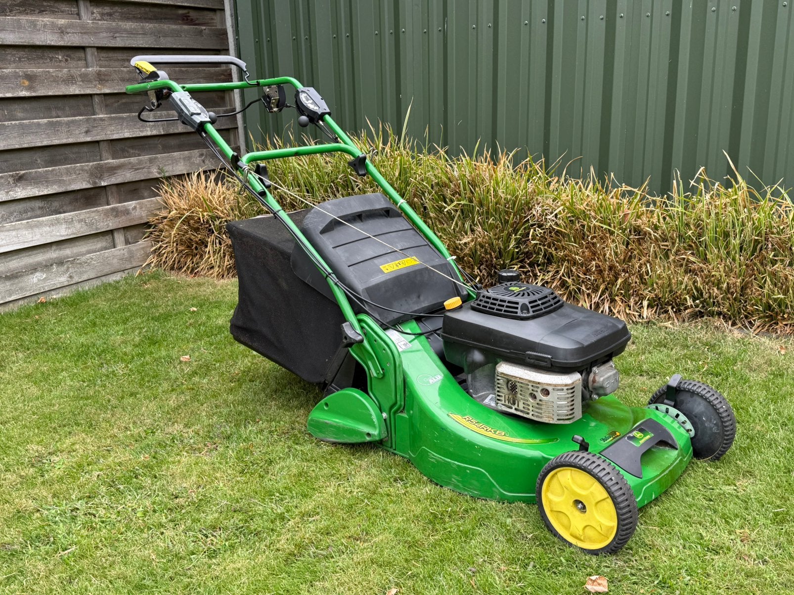 John deere/sabo grasmaaier met achterrol, Ophalen, Cirkelmaaier, Gebruikt, 50 cm of meer