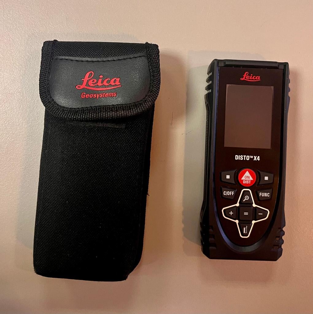 Leica Disto X4 Afstandsmeter met camerafunctie in tas - 150m, Doe-het-zelf en Bouw, Ophalen of Verzenden, Zo goed als nieuw, Afstand