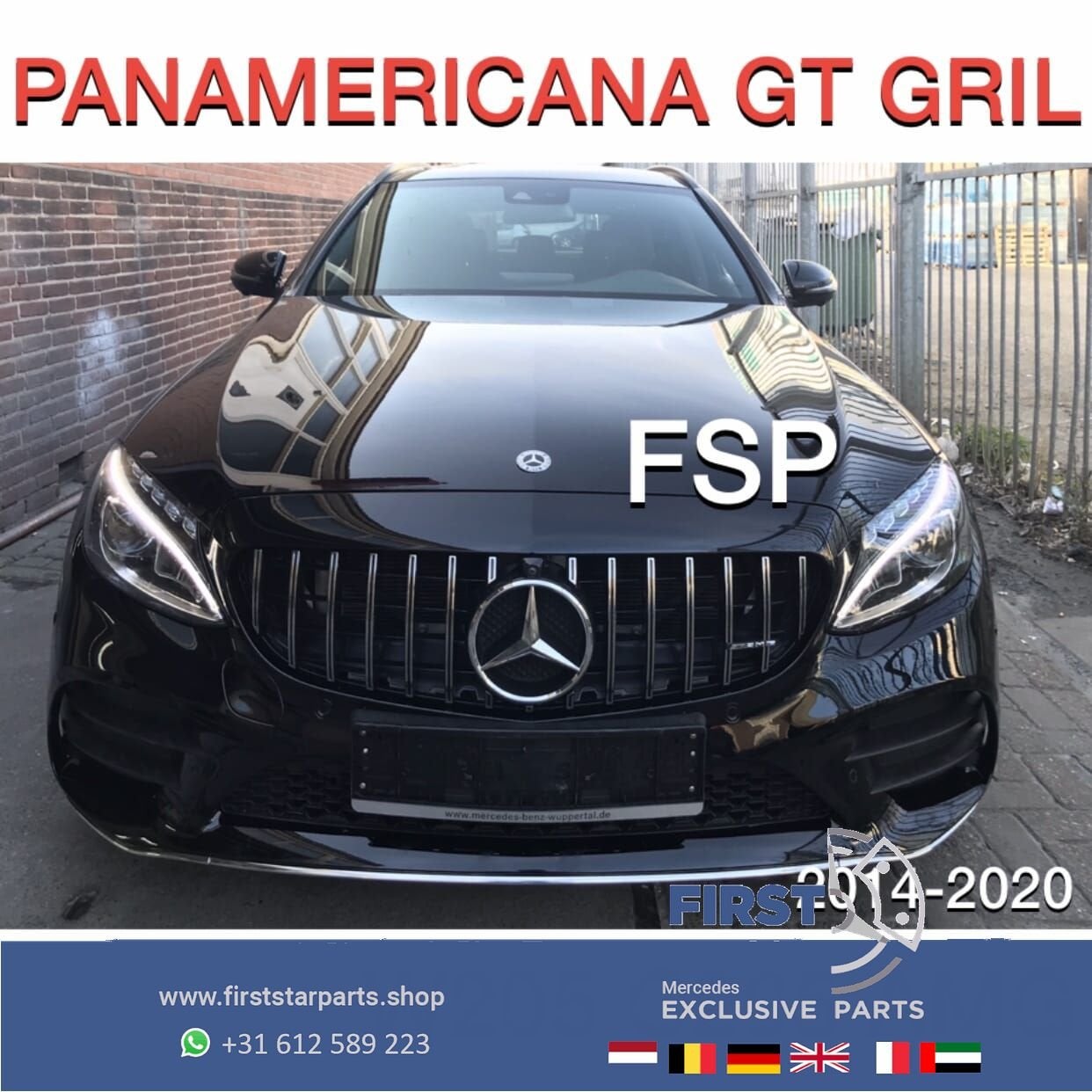 W205 GT PANAMERICANA GRIL Mercedes C KLASSE 2014-2020 ZWART