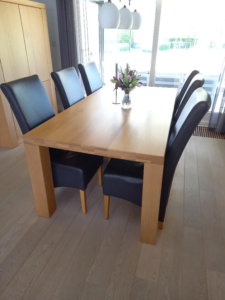 Eetkamertafel /- Stoelen en Salontafel, Huis en Inrichting, Ophalen, Zo goed als nieuw, Licht Beuken Eik, 6 tot 8 stoelen