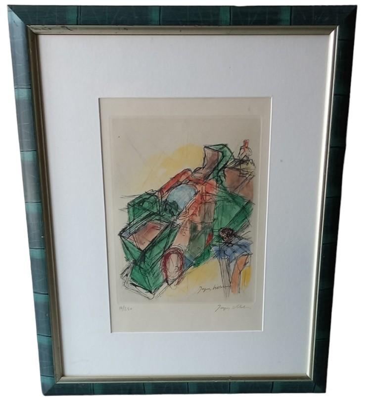 Jacques Villon 1875-1963 "compositie" ets, Antiek en Kunst, Kunst | Etsen en Gravures, Ophalen, Ets, Gesigneerd