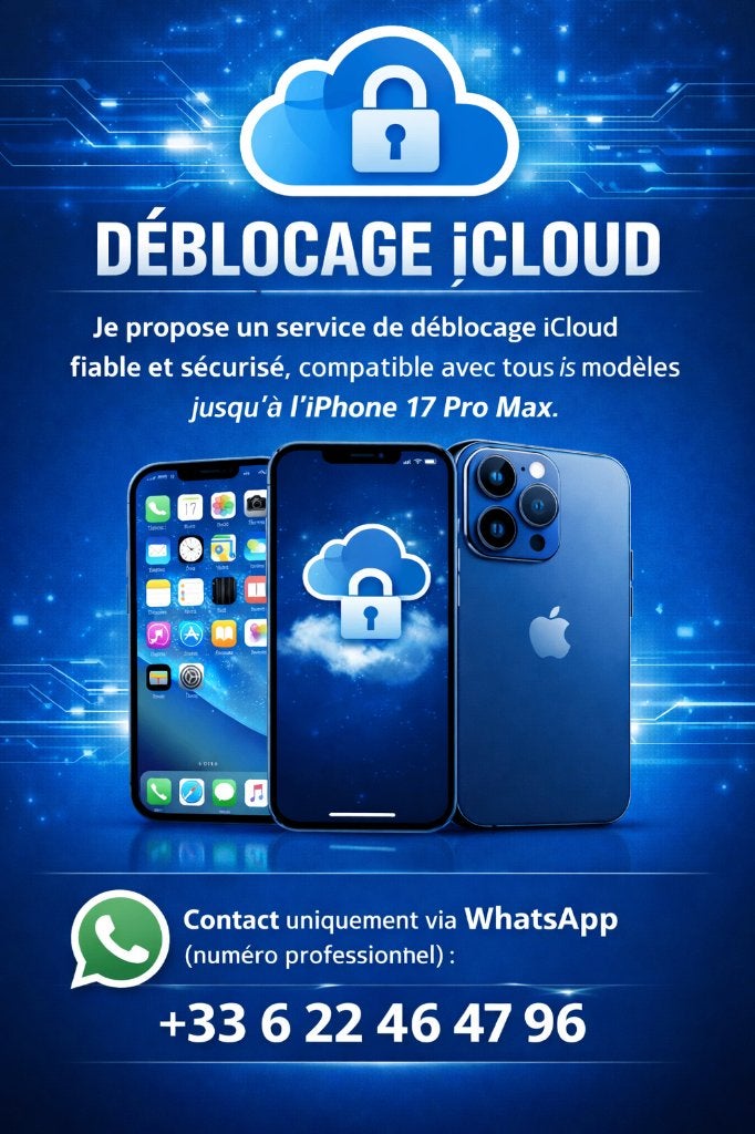 Déblocage iCloud, Télécoms, Enlèvement ou Envoi, Neuf