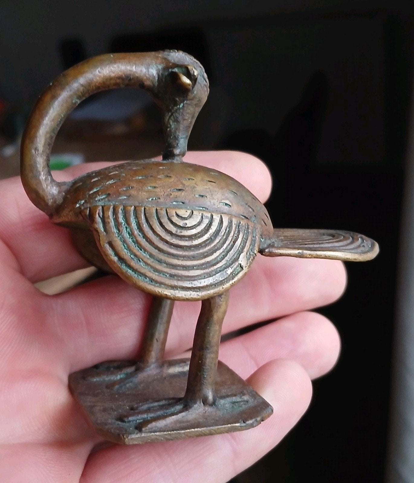 Bronzen Sankofa — Mythische vogel van Akan, goudgewicht, Ophalen of Verzenden, Brons