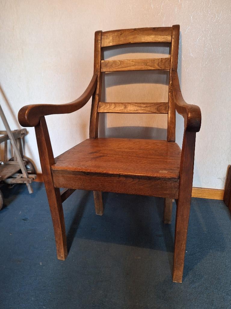 oude houten opa stoel, begin 1900, Antiek en Kunst, Ophalen