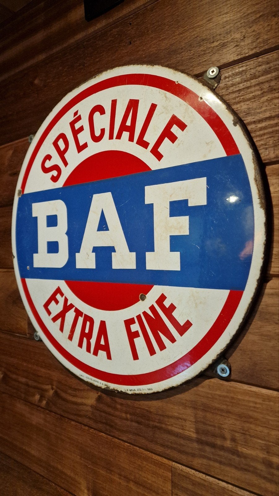 Emaille bord BAF bier zeer zeldzaam 1953, Verzamelen, Ophalen of Verzenden