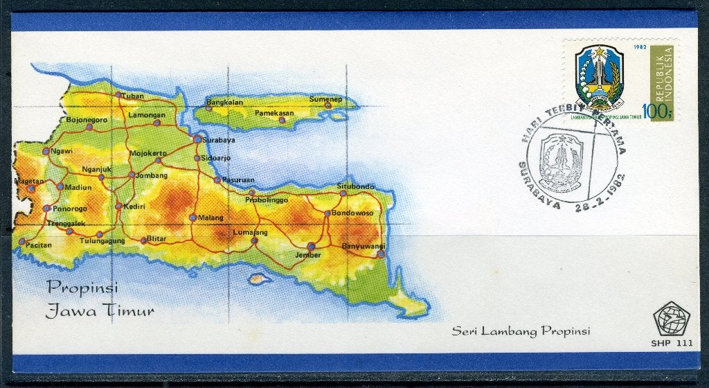 INDONESIE: ZB 1074 FDC 1981 100 rp Jawa Timur, Verzenden, Gestempeld, Zuid-Azië