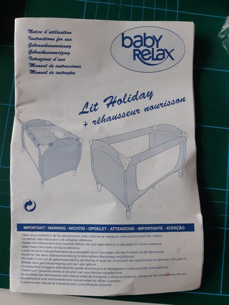 Lit de voyage pliant bleu et gris (baby relax), Enlèvement, Comme neuf, Lit
