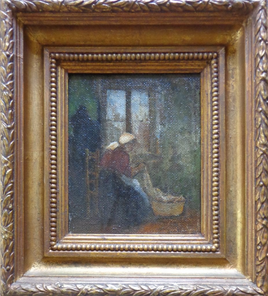 EMILE VERBRUGGE / FEMME DE PECHEUR / OLIEVERF PANEEL 44x40cm, Paneel, Portret of Personen, Expressionistisch, Ophalen of Verzenden