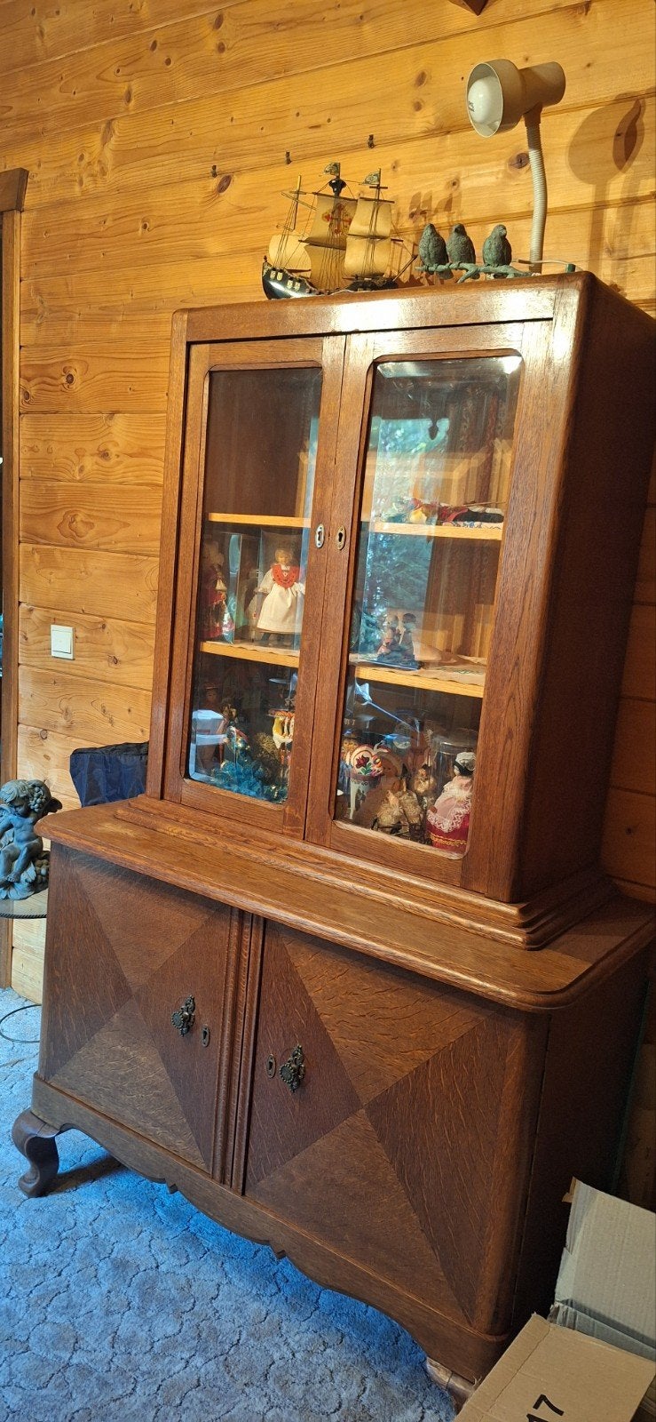 Eiken vitrine kast., Ophalen, Gebruikt, Eikenhout