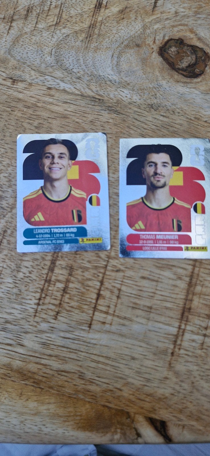 Trossard et Meunier carte brillante Panini 2026