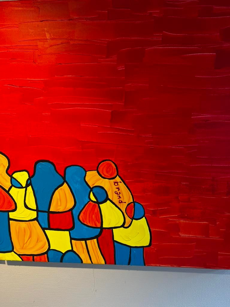 2 luik Brand kunst, Antiek en Kunst, Kunst | Schilderijen | Modern, Ophalen