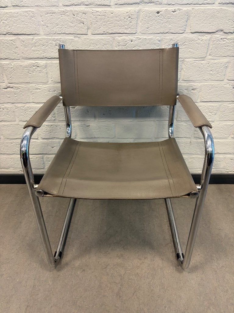 Mart Stam Vintage Design Stoel Model S34, Maison & Meubles, Chaises, Utilisé, Une, Cuir, Métal, Gris, Enlèvement
