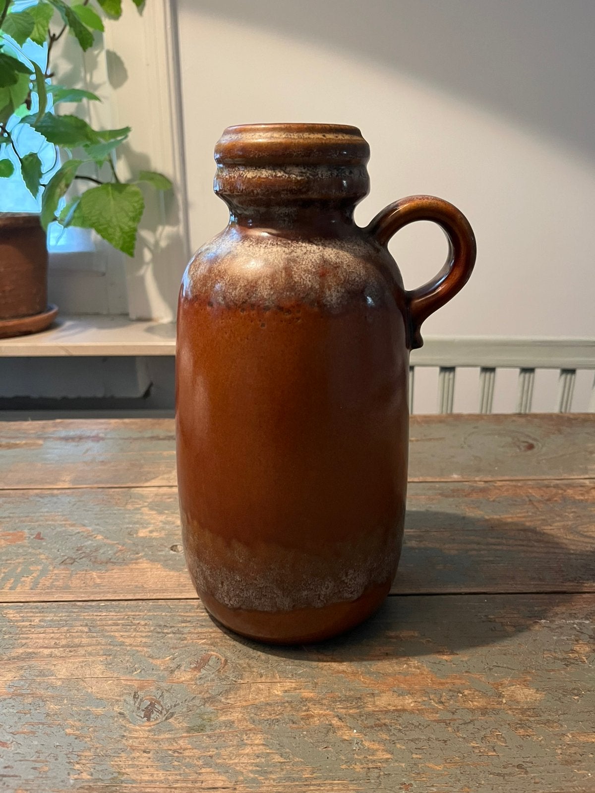 VINTAGE SCHEURICH VAAS KRUIK MET OOR WEST GERMANY PERFECT, Antiek en Kunst, Ophalen of Verzenden