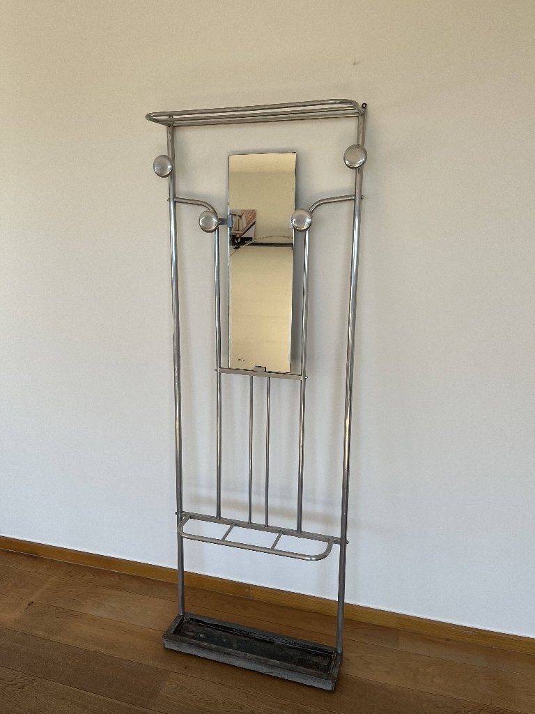 Joli porte-manteau vintage métal avec miroir, Maison & Meubles, Portemanteau mural, Utilisé, Métal, 150 à 200 cm