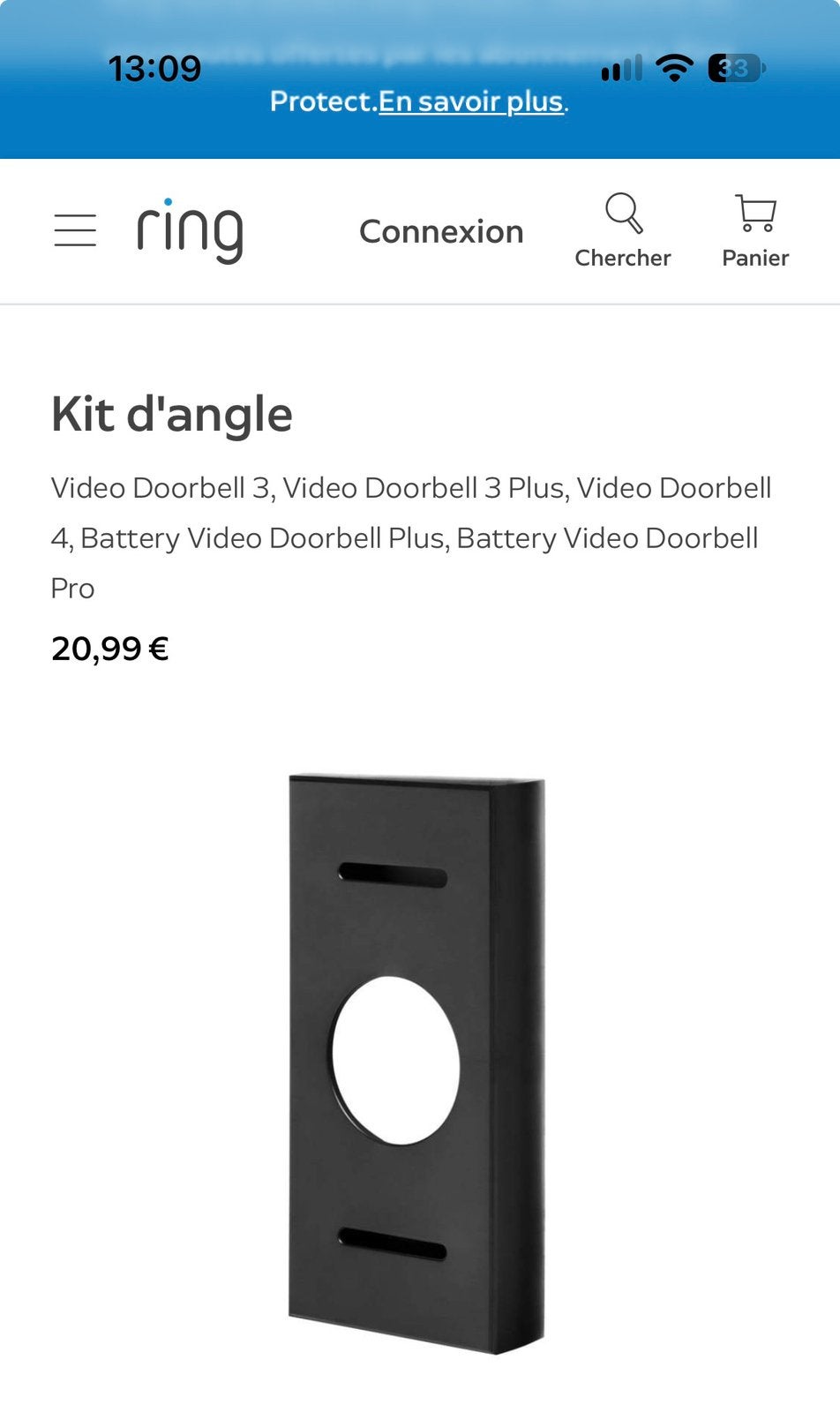 Kit d’angle Ring pour sonnette vidéo – Noir – Neuf, Huis en Inrichting, Ophalen of Verzenden, Nieuw, Draadloos