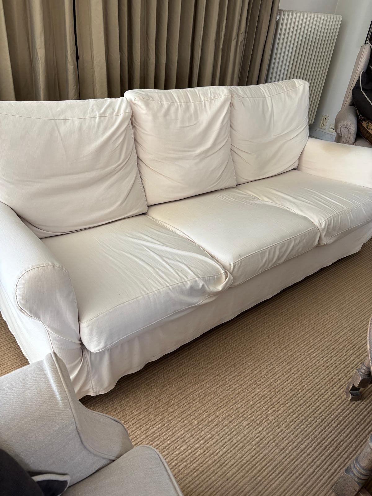 2x IKEA 3-zitsbank wit — samen €200 (Oostende), Ophalen, Gebruikt, Driepersoons, Stof