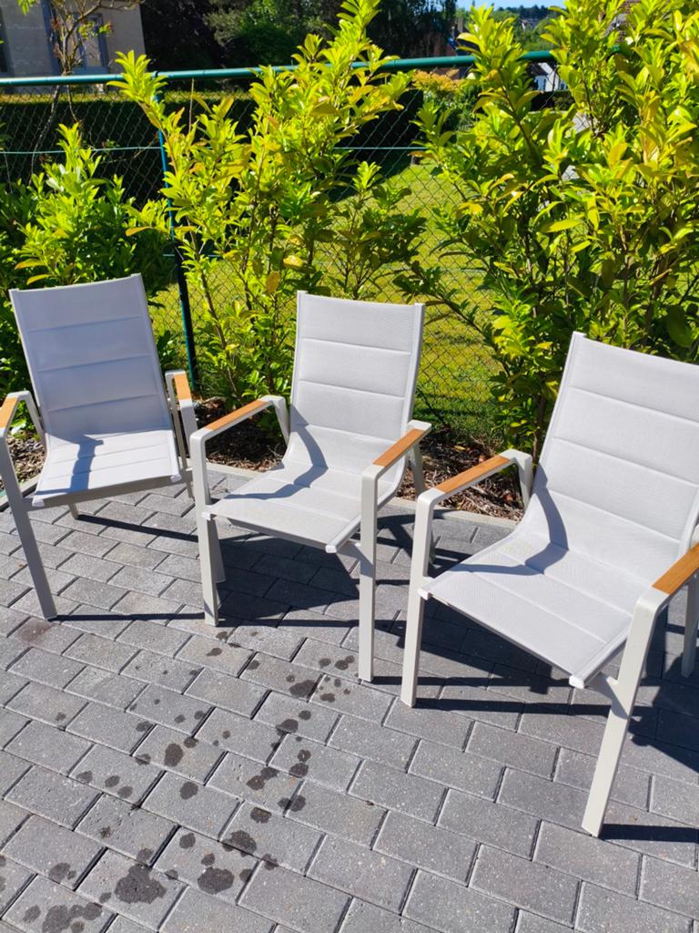 Tuinstoel van aluminium textileen in grijs of antraciet, Ophalen, Aluminium, Stapelbaar