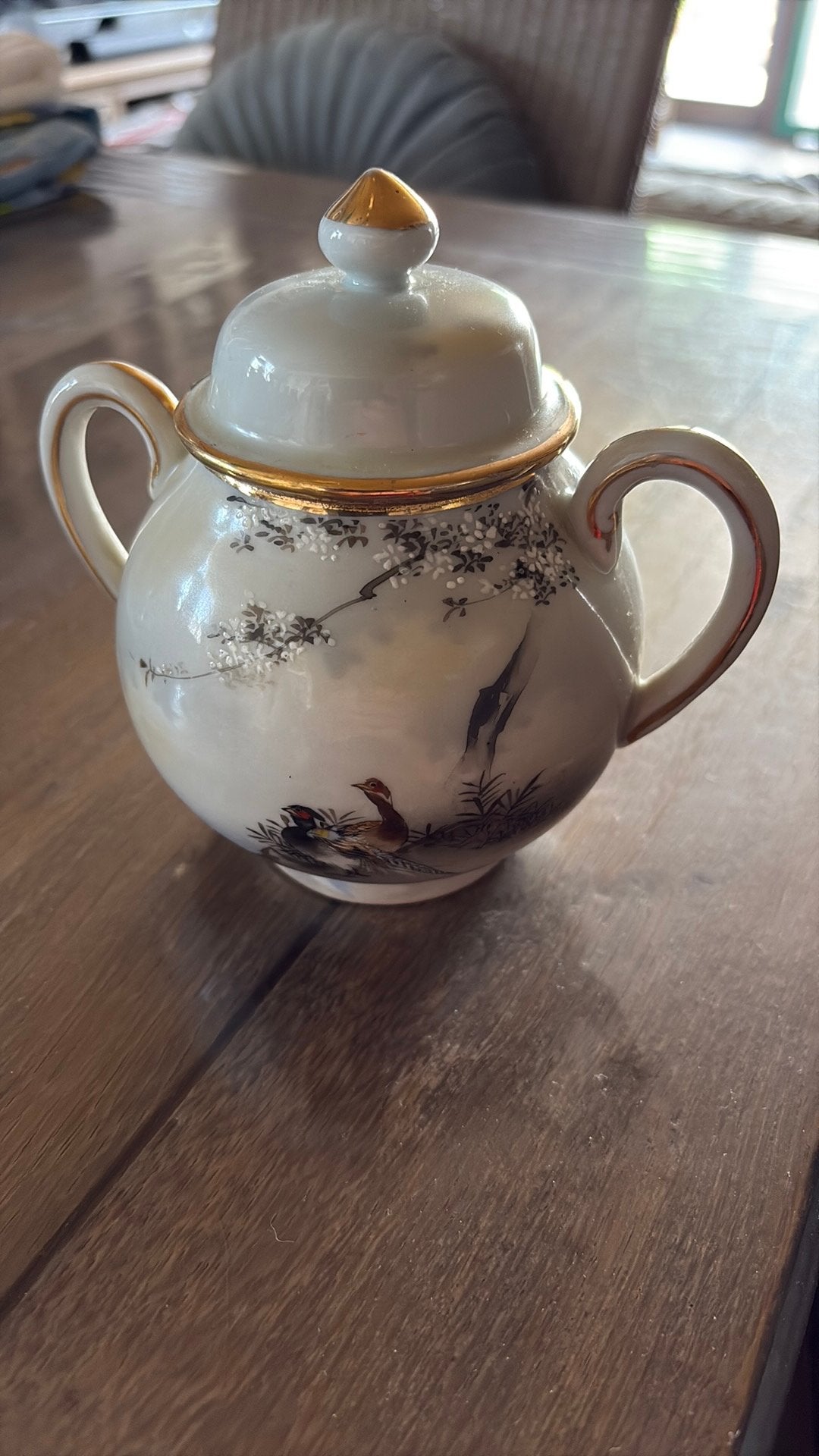 Japanse suikerpot vintage met hand geschilderd, Antiek en Kunst, Ophalen of Verzenden