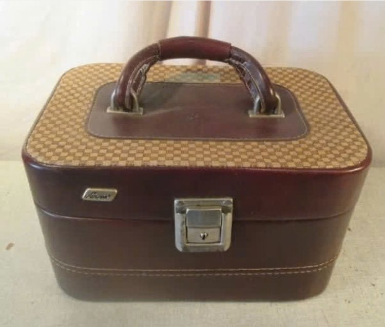 Leuke Retro lederen Beautycase, Ophalen of Verzenden, Zo goed als nieuw